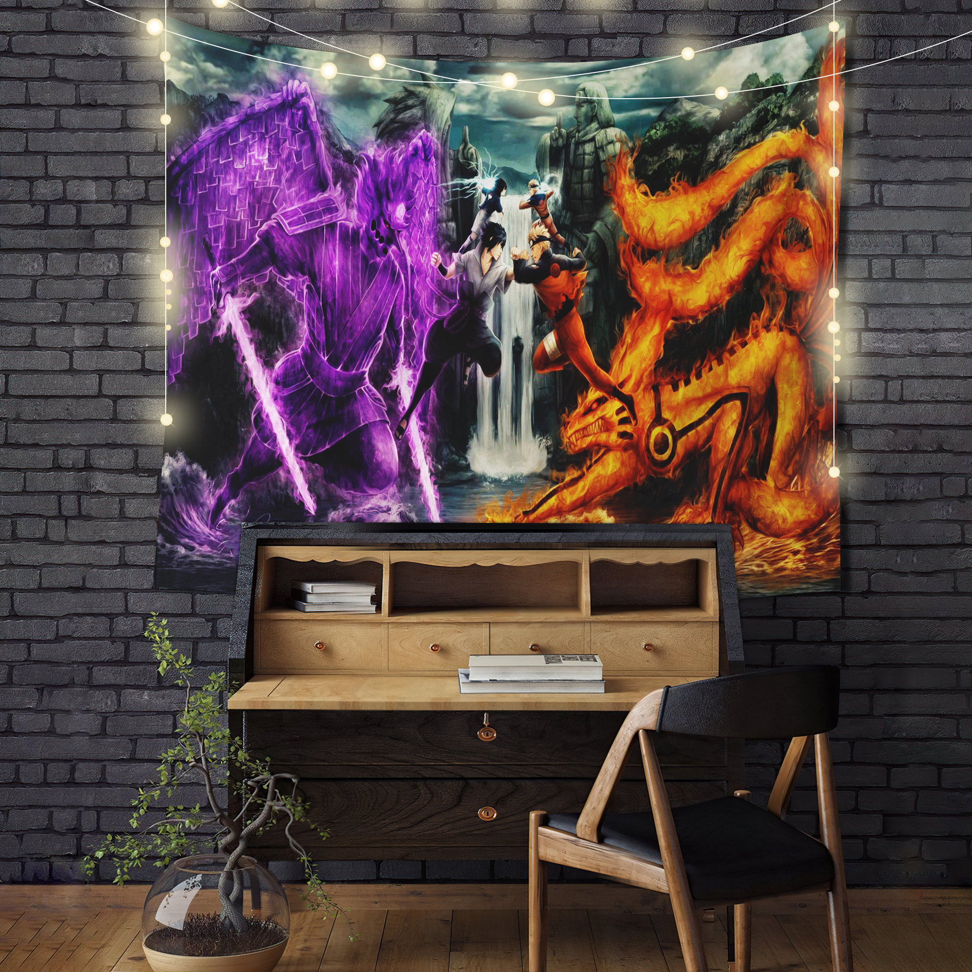 Naruto Vs Sasuke Anime Tapestry Room Decor Nearkii