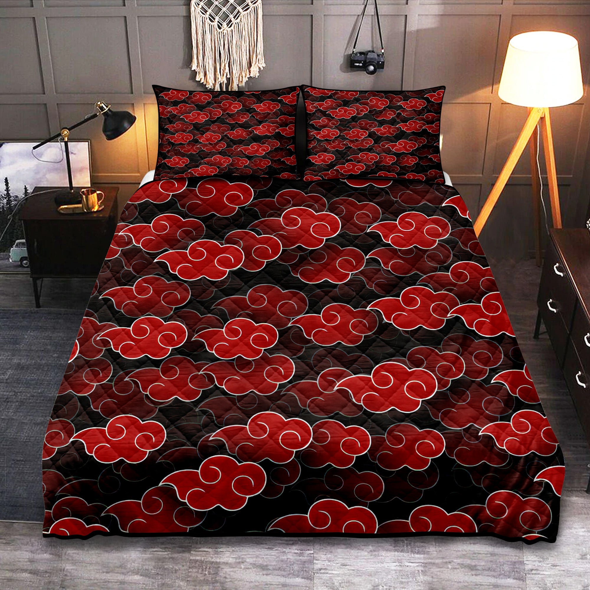 Naruto Anime Akatsuki 3D Cloud Quilt Bed Sets Nearkii