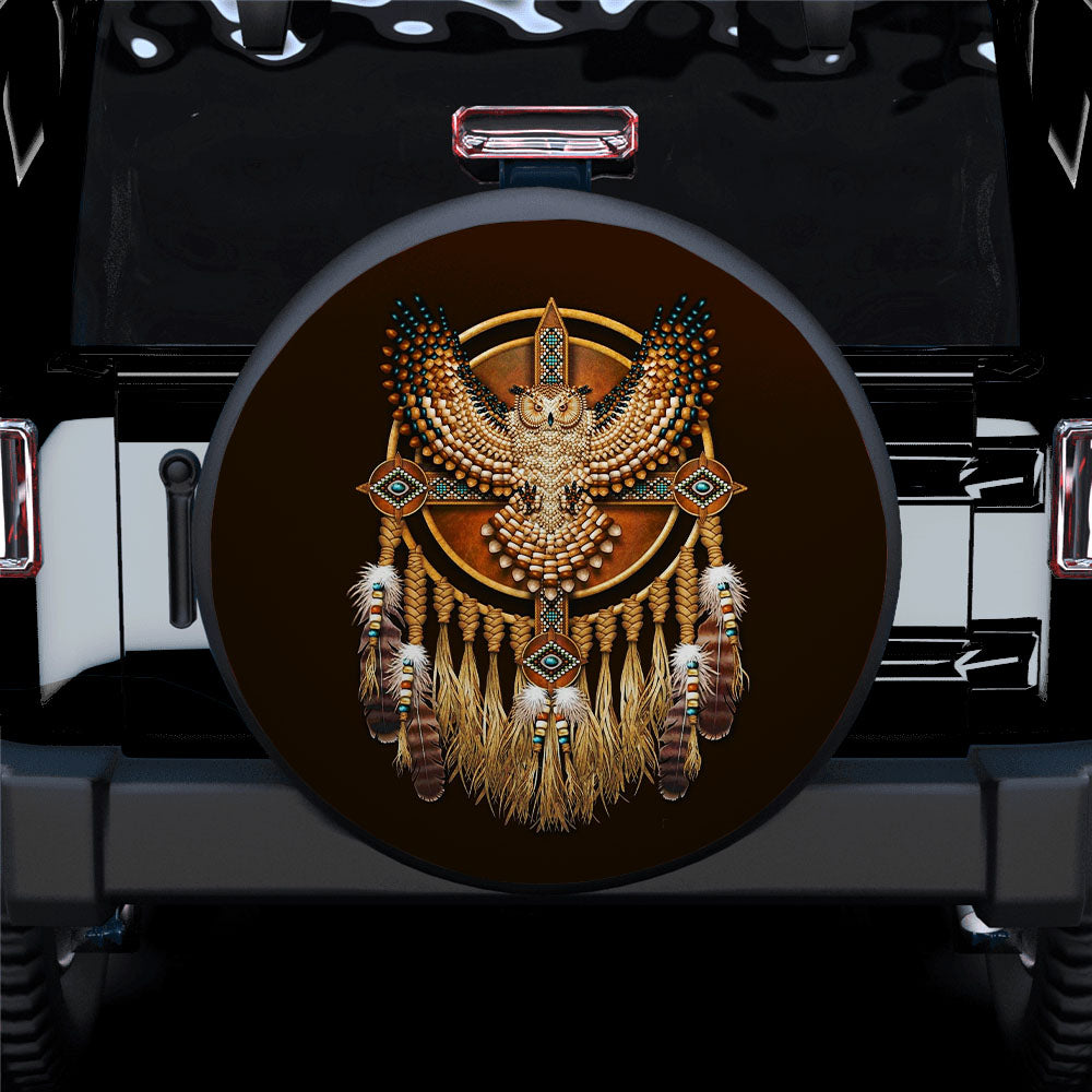 Native Owl, Native American Camping Car Spare Tire Cover Gift For Campers Nearkii