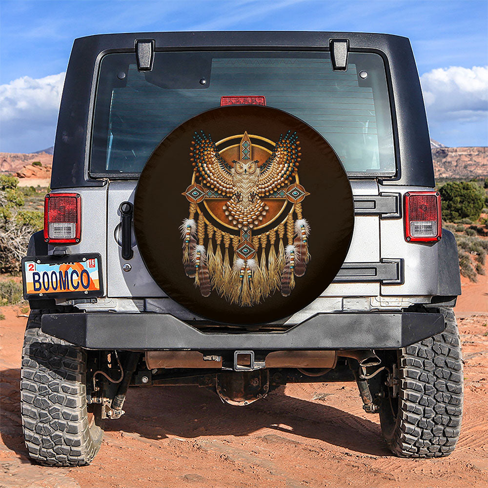 Native Owl, Native American Camping Car Spare Tire Cover Gift For Campers Nearkii