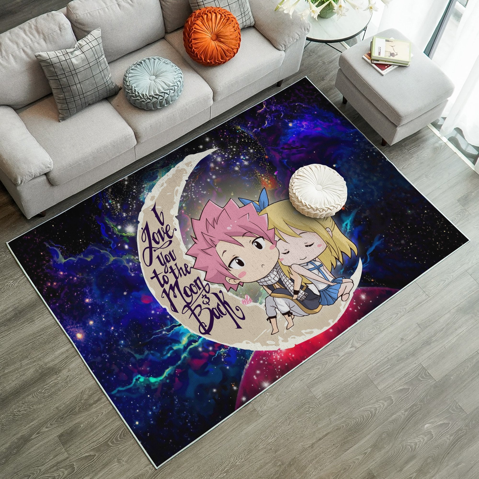 Natsu Fairy Tail Anime Love You To The Moon Galaxy Carpet Rug Home Room Decor Nearkii