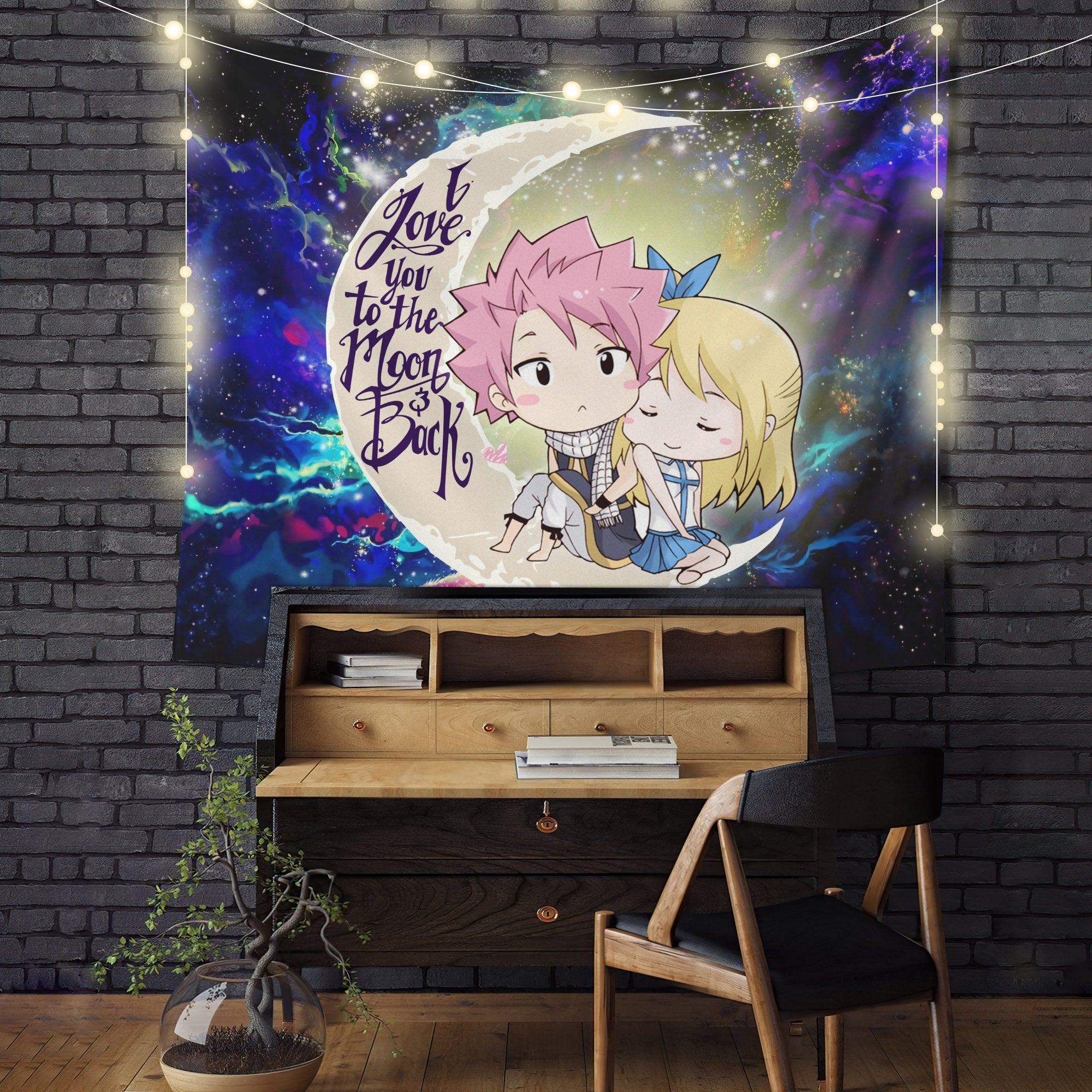 Natsu Fairy Tail Anime Moon And Back Galaxy Tapestry Room Decor Nearkii