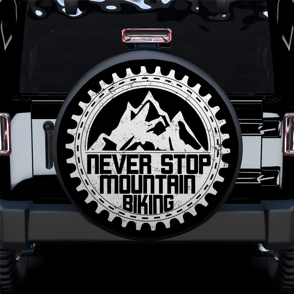 Never Stop Moutain Biking American Day Car Spare Tire Cover Gift For Campers Nearkii