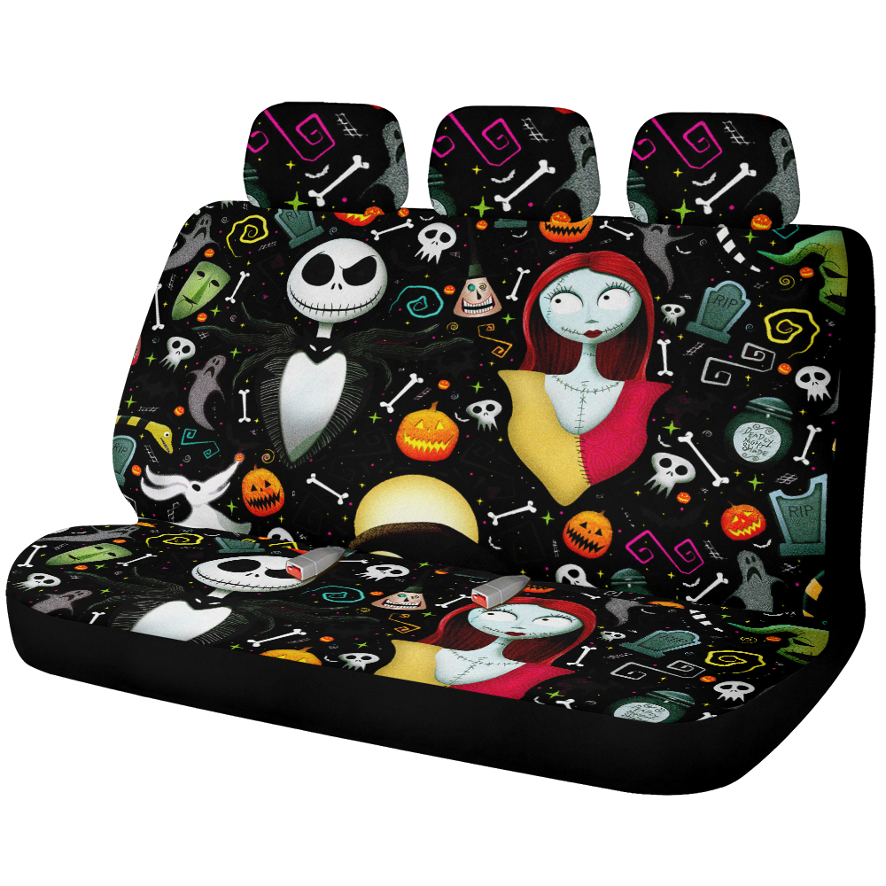 Nightmare Before Christmas Jack And Sally Black Car Back Seat Covers Decor Protectors Nearkii