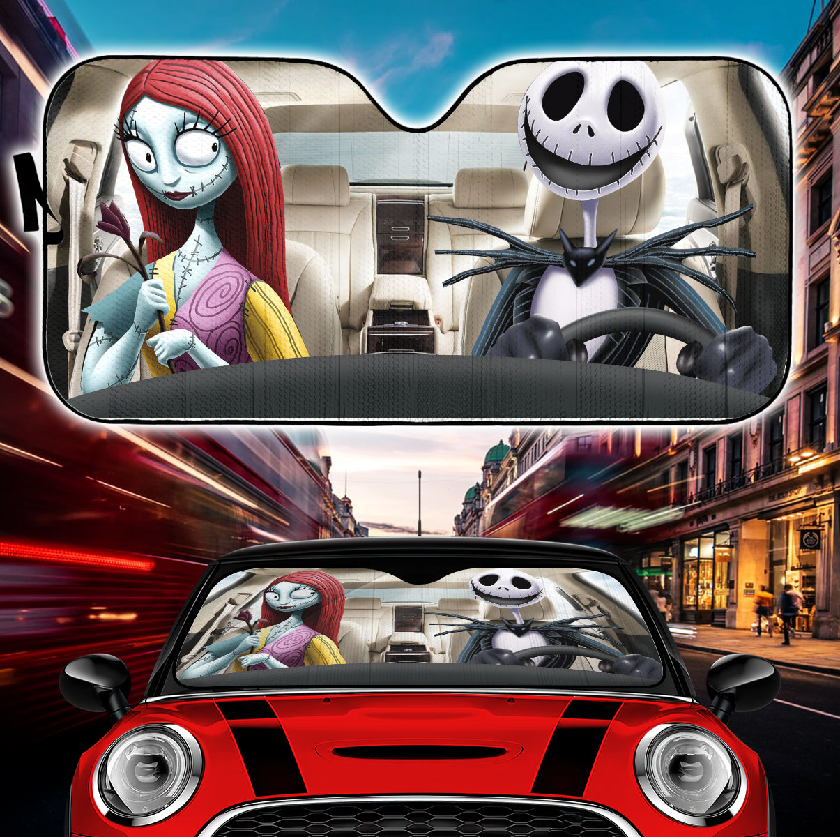 Nightmare Before Christmas Jack And Sally Couple Car Auto Sunshades Nearkii