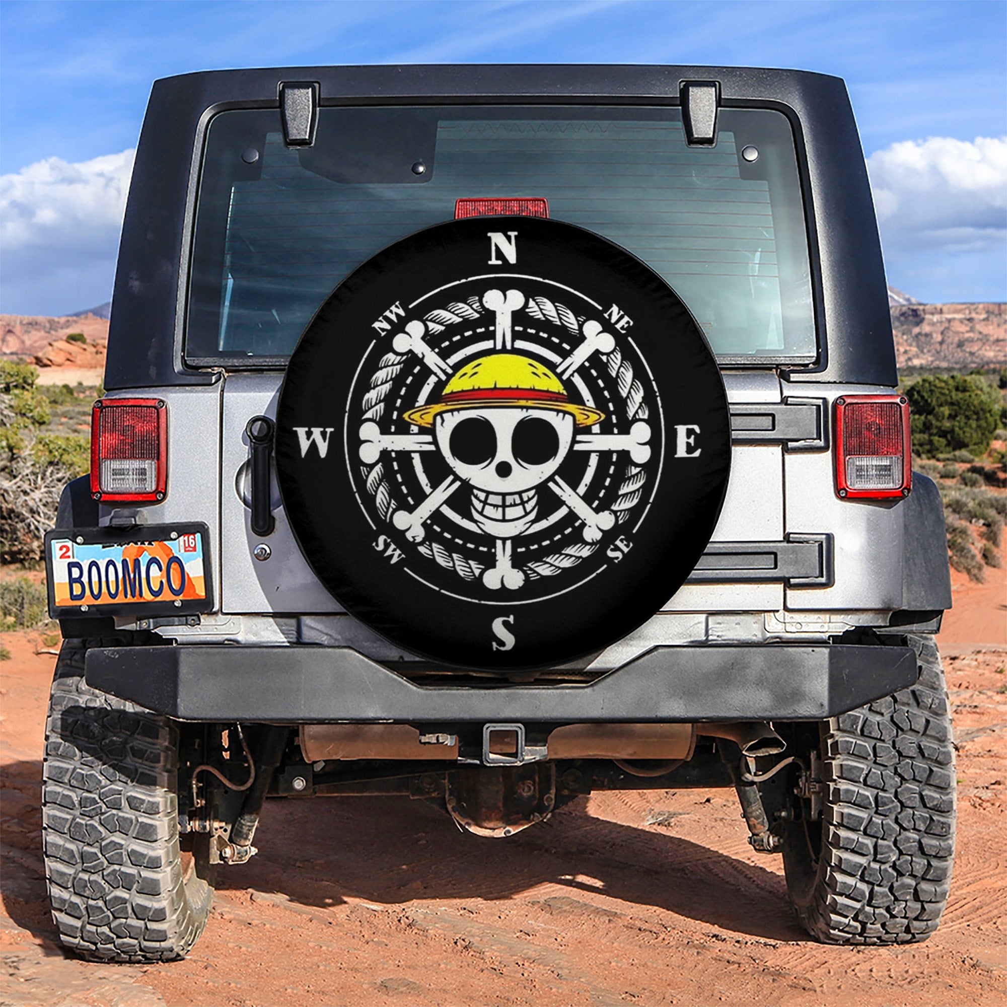 One Piece Anime Skull Compass Car Spare Tire Covers Gift For Campers Nearkii