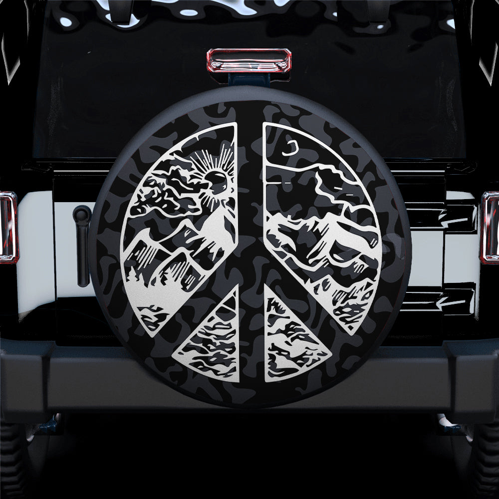 Peace Sign Mountain Jeep Car Spare Tire Cover Gift For Campers Nearkii