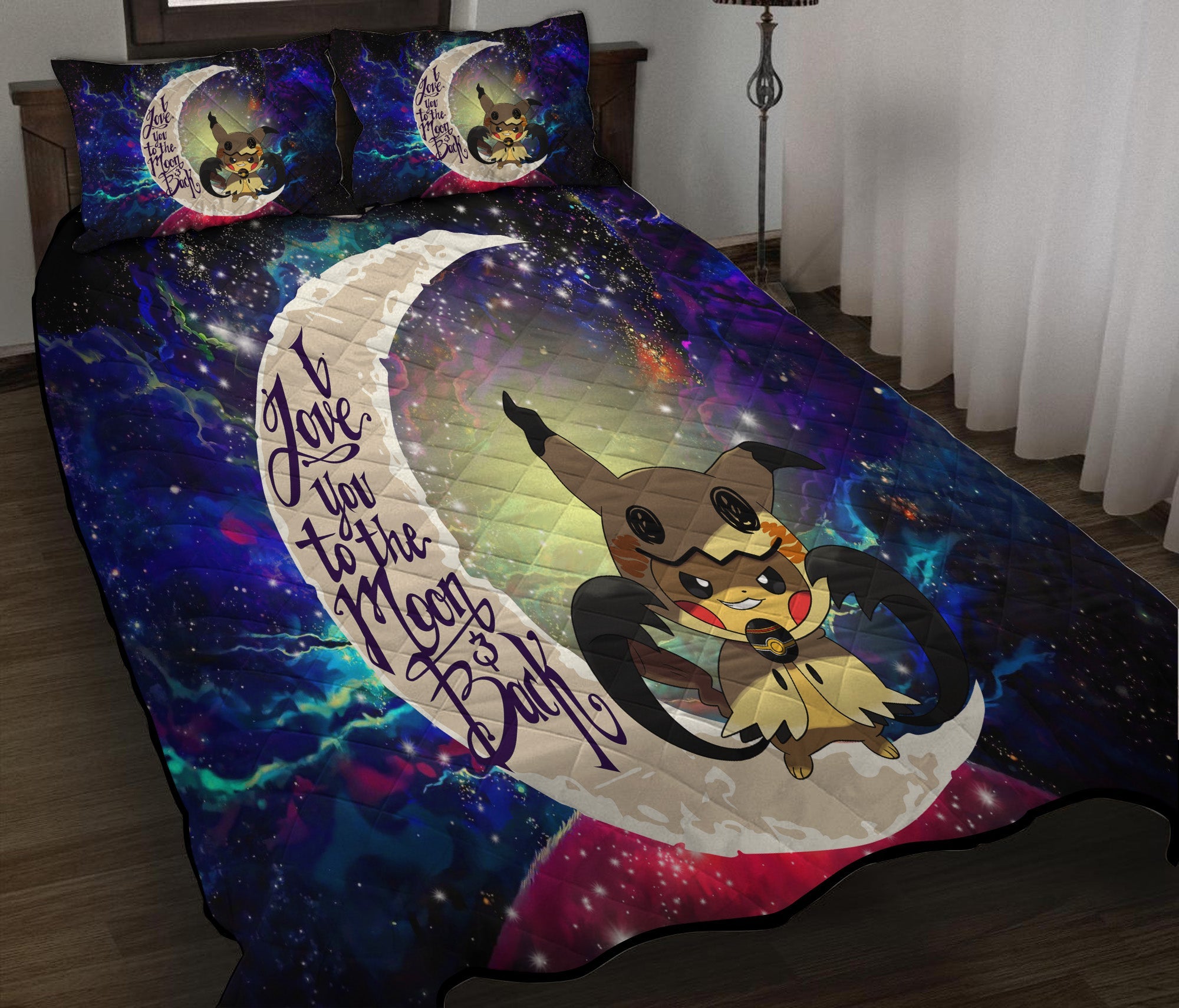 Pikachu Horro Love You To The Moon Galaxy Quilt Bed Sets Nearkii