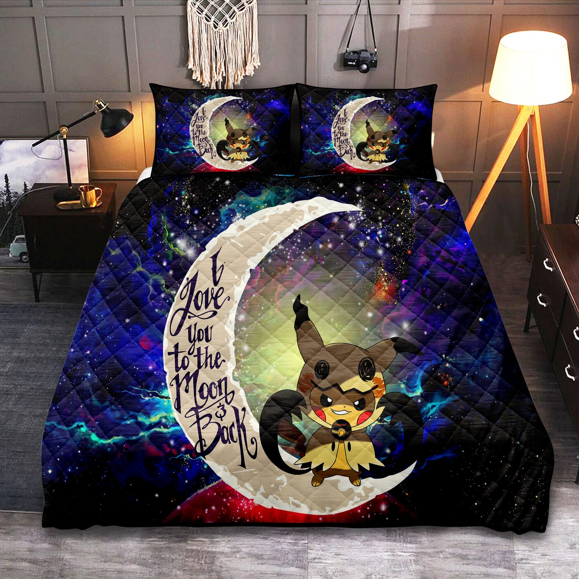 Pikachu Horro Love You To The Moon Galaxy Quilt Bed Sets Nearkii