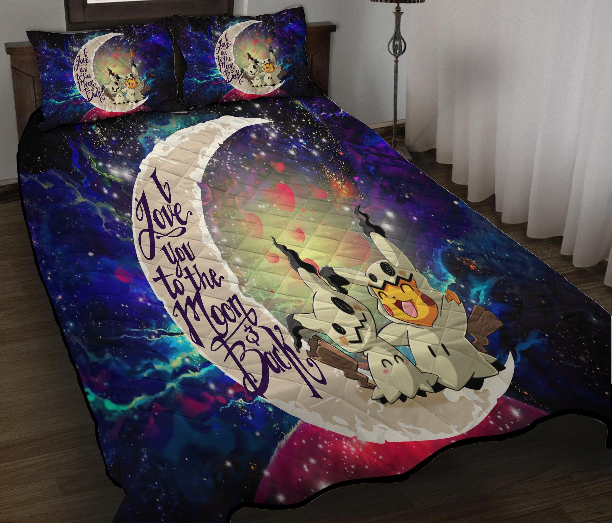 Pikachu Horro 1 Love You To The Moon Galaxy Quilt Bed Sets Nearkii