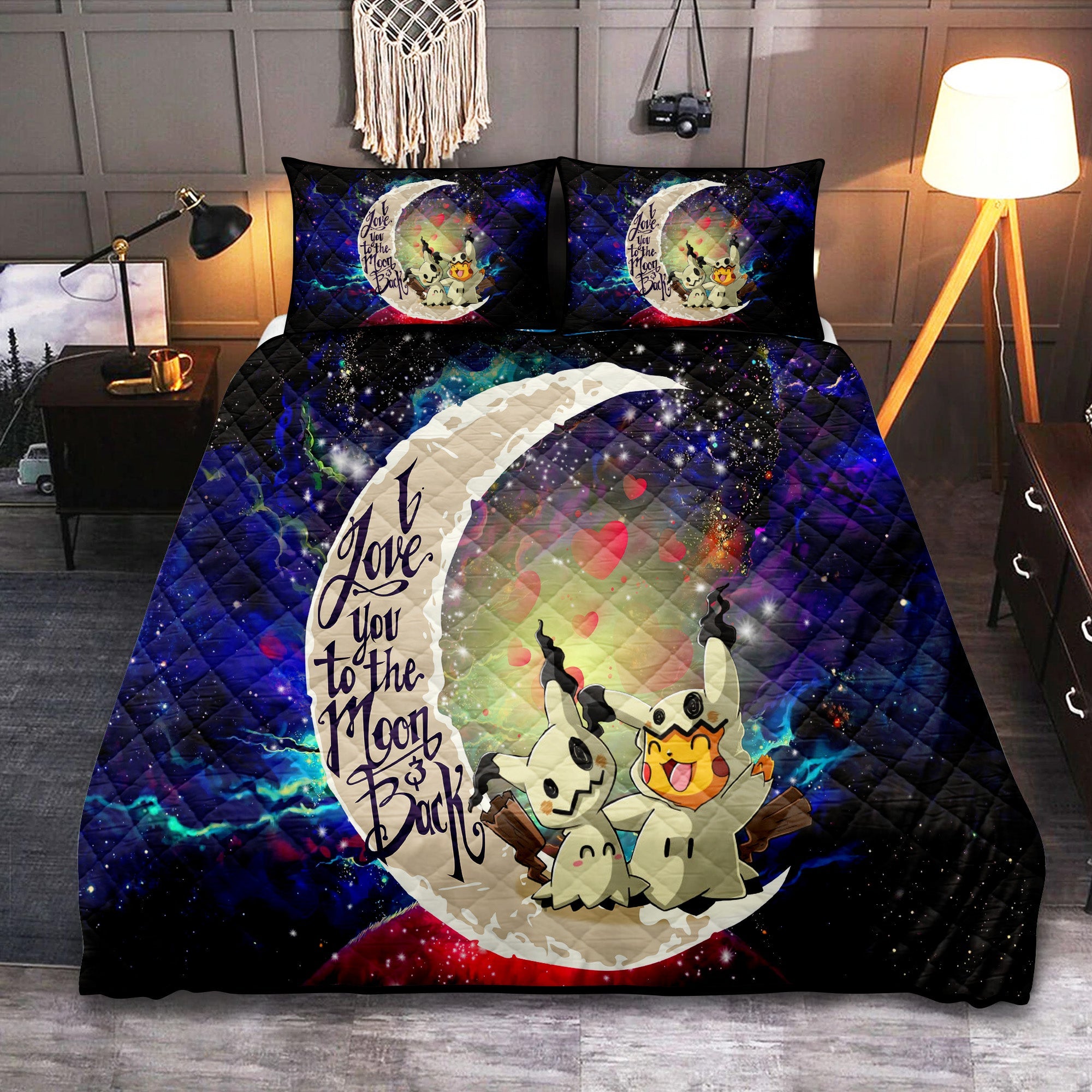 Pikachu Horro 1 Love You To The Moon Galaxy Quilt Bed Sets Nearkii