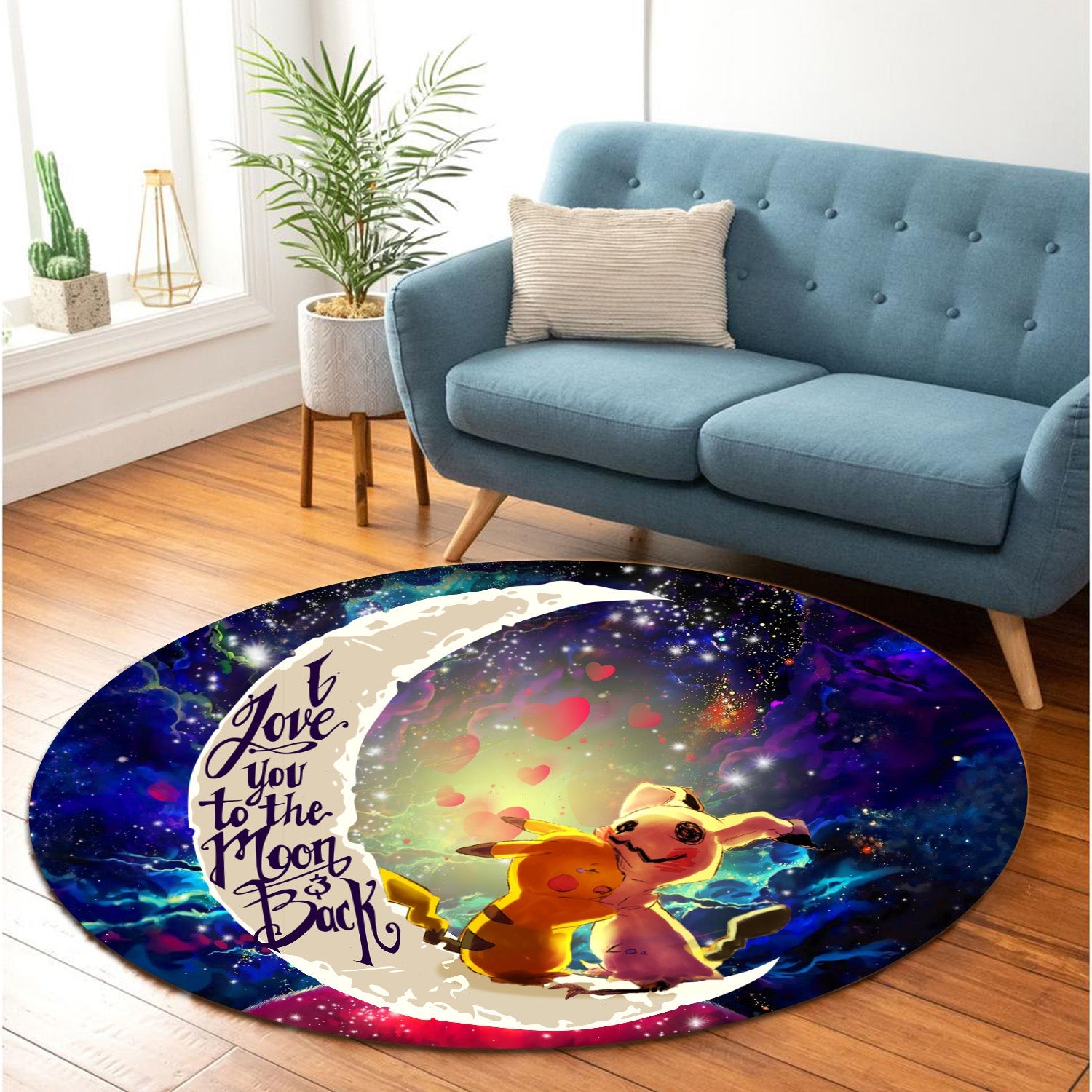 Pikachu Horro Love You To The Moon Galaxy 1 Round Carpet Rug Bedroom Livingroom Home Decor Nearkii