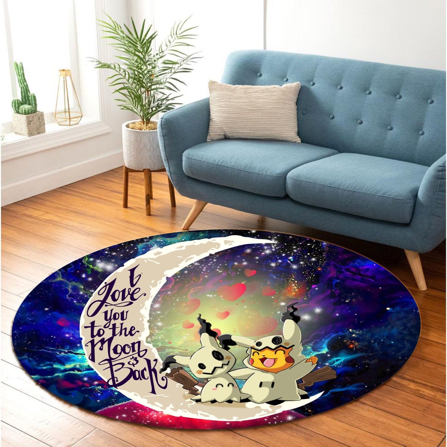 Pikachu Horro Love You To The Moon Galaxy Round Carpet Rug Bedroom Livingroom Home Decor Nearkii