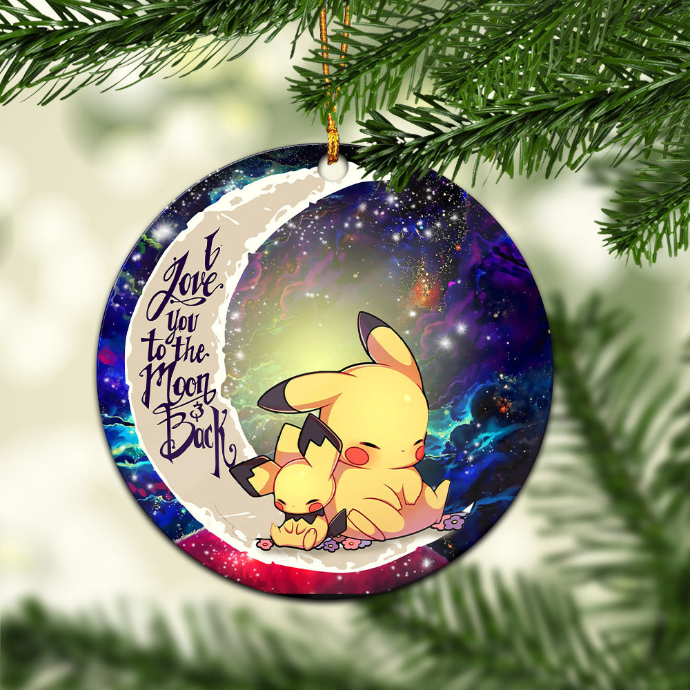 Pikachu Pokemon Sleep Love You To The Moon Galaxy Mica Circle Ornament Perfect Gift For Holiday Nearkii