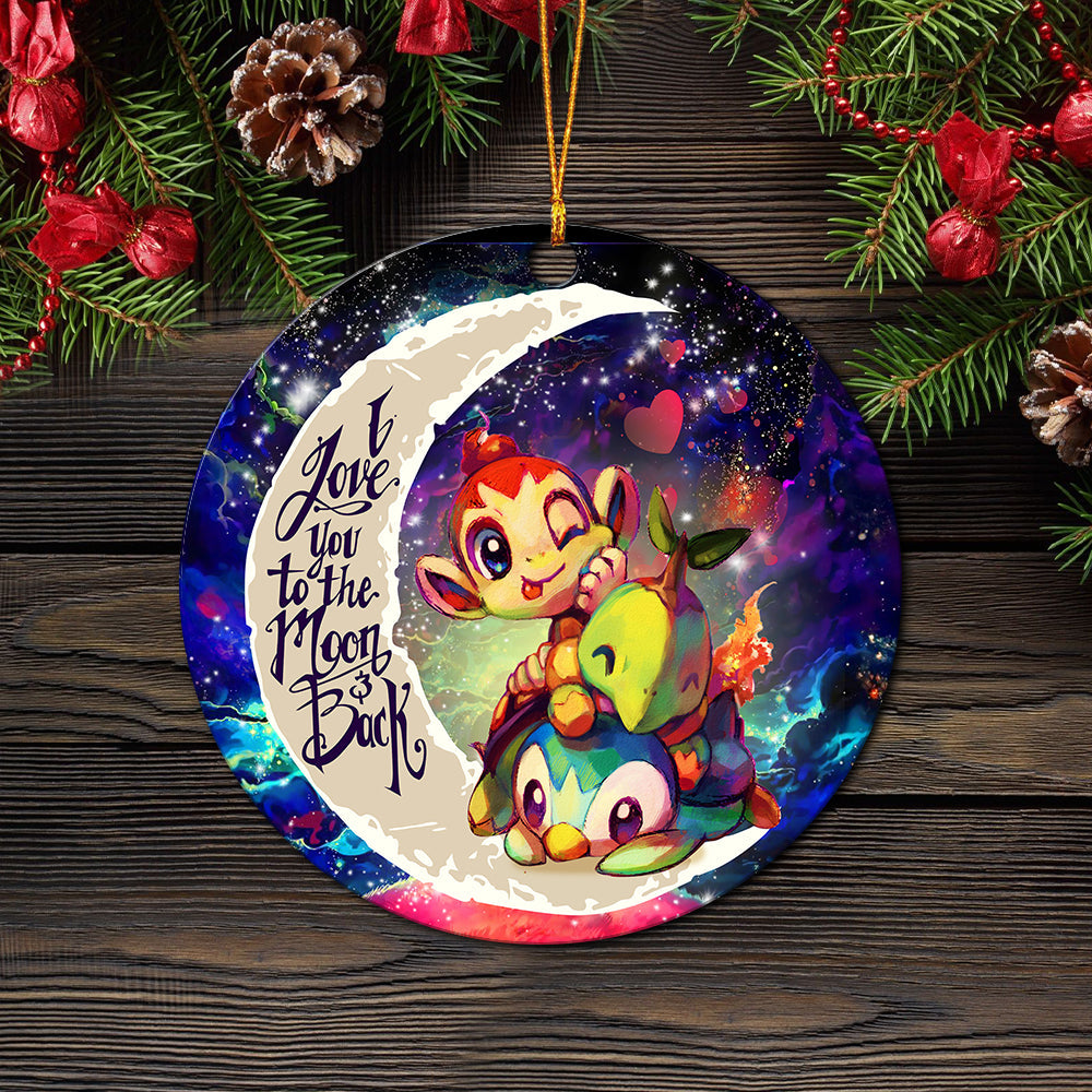 Piplup Turtwig And Chimchar Gen 4 Love You To The Moon Galaxy Mica Circle Ornament Perfect Gift For Holiday Nearkii