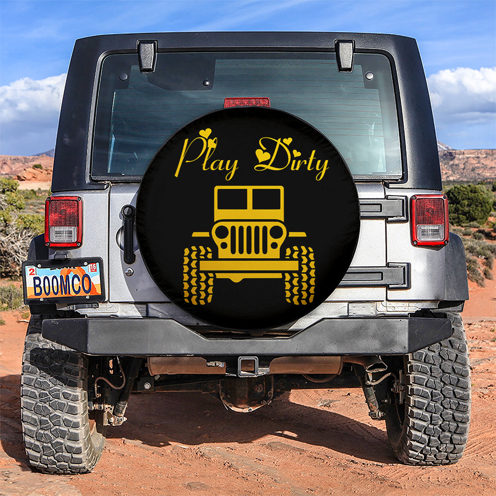 Play Dirty Yellow Girl Jeep Car Spare Tire Covers Gift For Campers Nearkii