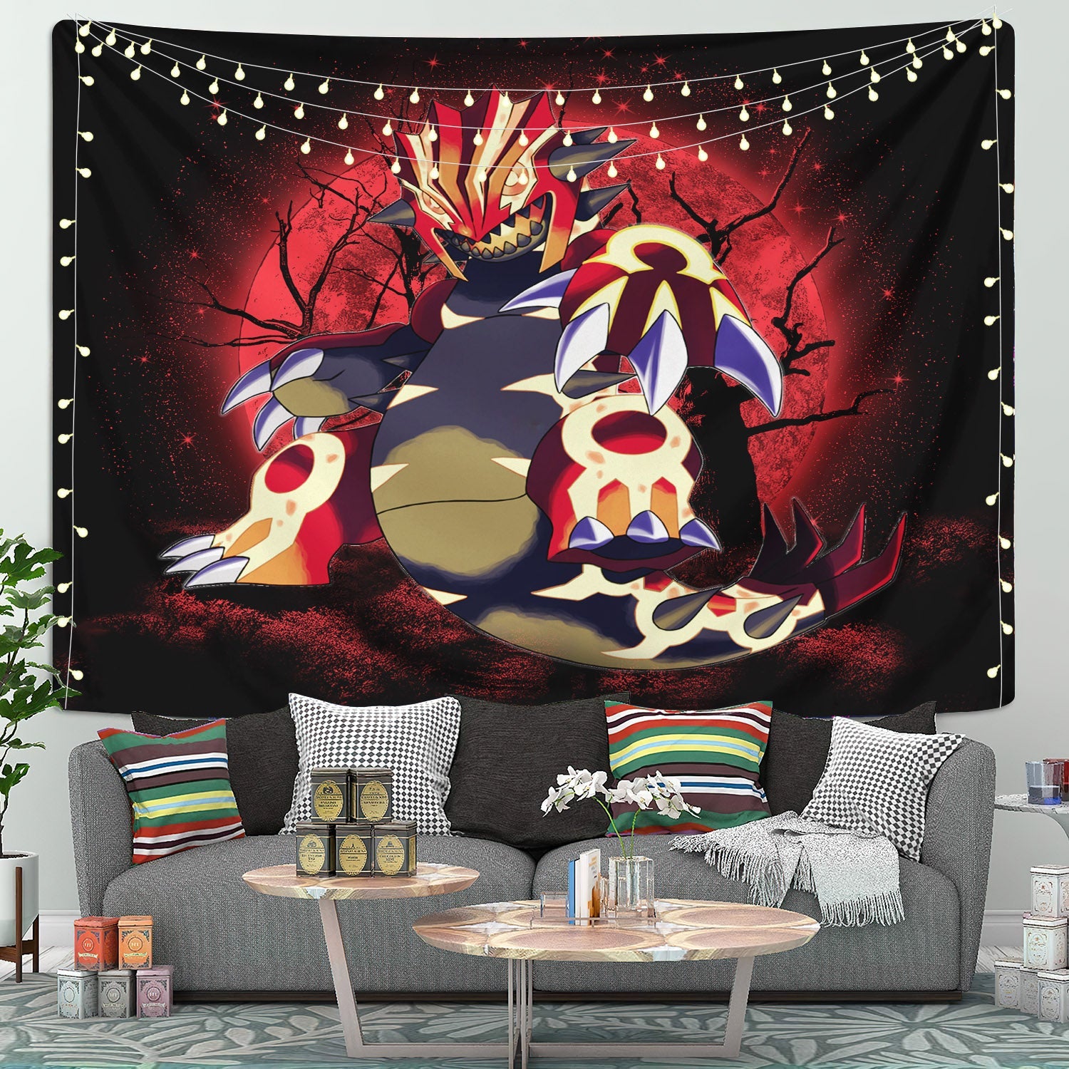 Pokemon Mega Groudon Moonlight Tapestry Room Decor Nearkii