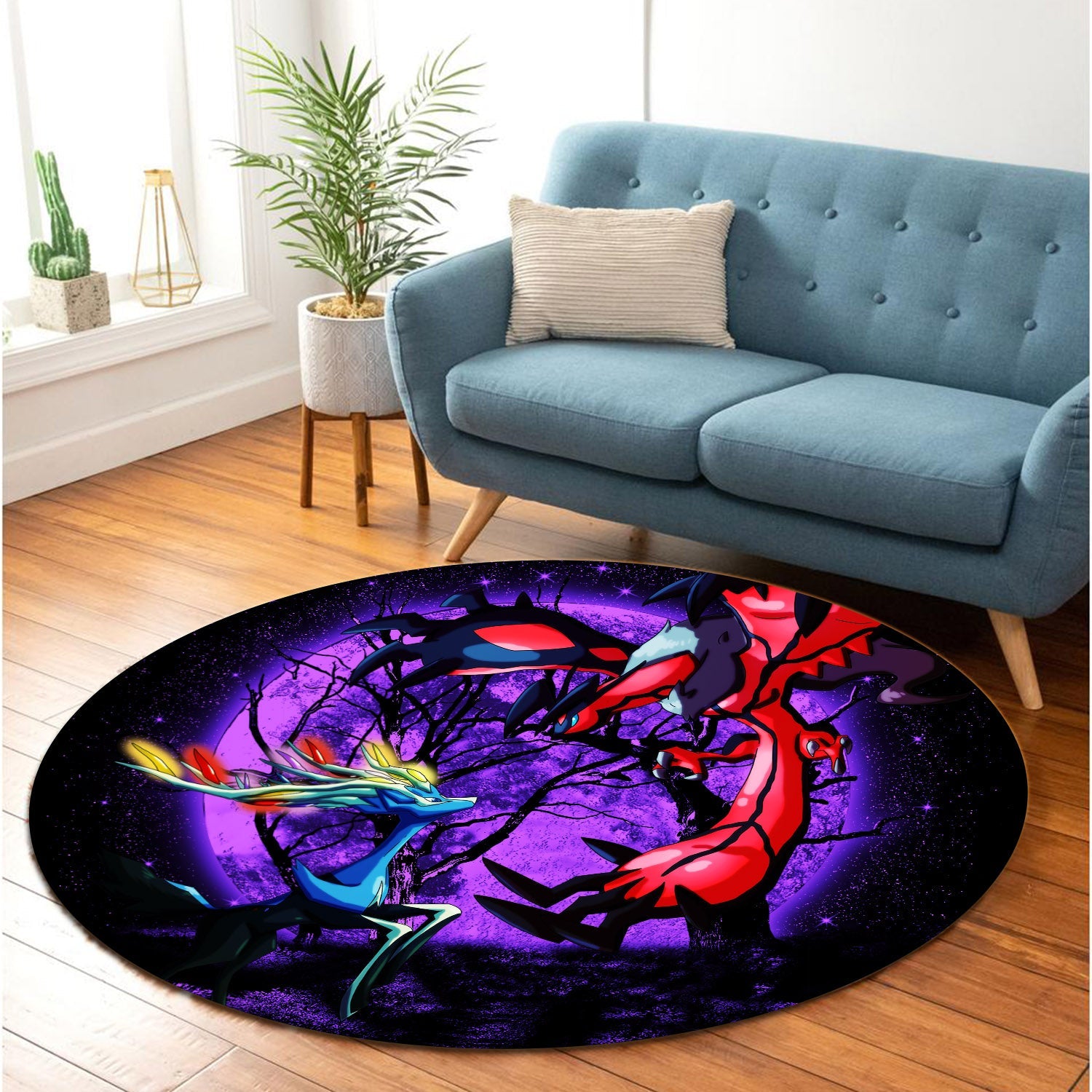 Pokemon X Y Yveltal And Xerneas Moonlight Round Carpet Rug Bedroom Livingroom Home Decor Nearkii