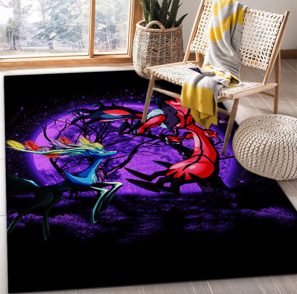 Pokemon X&Y Yveltal and Xerneas Moonlight Area Carpet Rug Home Decor Bedroom Living Room Decor Nearkii