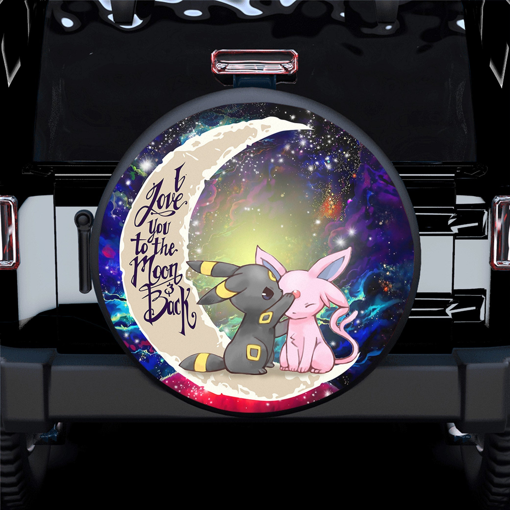 Pokemon Couple Espeon Umbreon Love You To The Moon Galaxy Spare Tire Covers Gift For Campers Nearkii