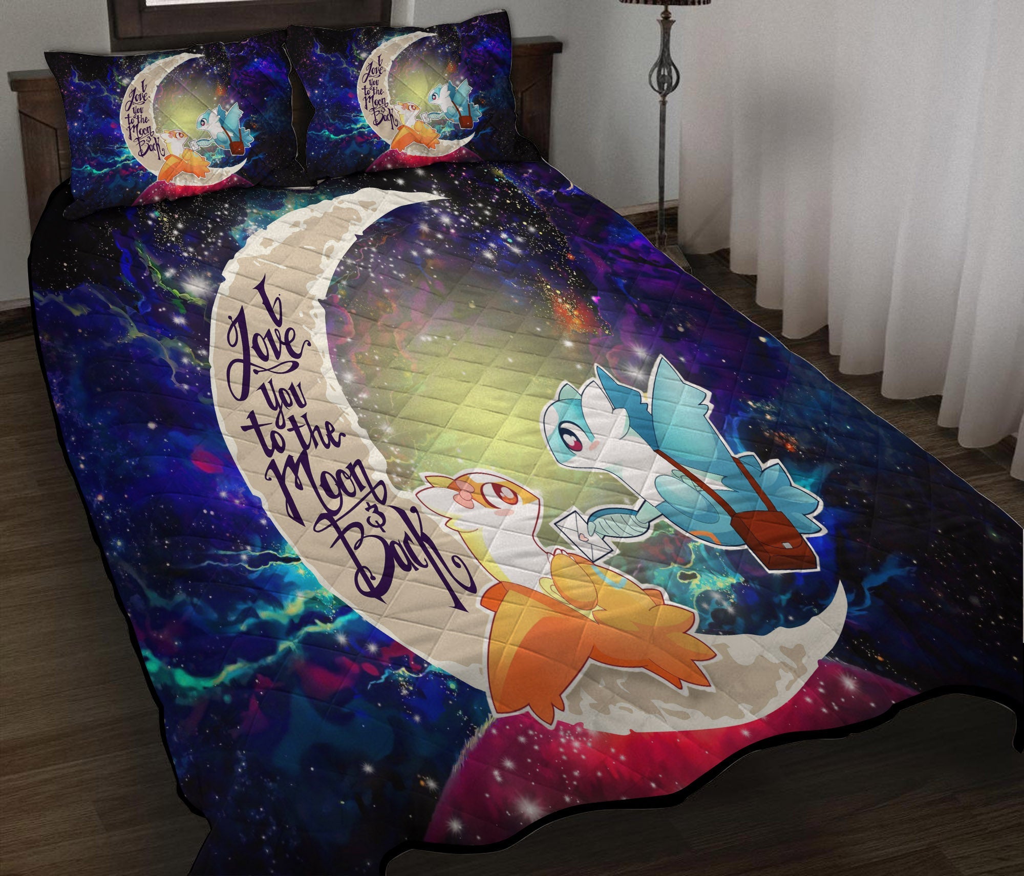 Pokemon Couple Latios Latias Love You To The Moon Galaxy Quilt Bed Sets Nearkii