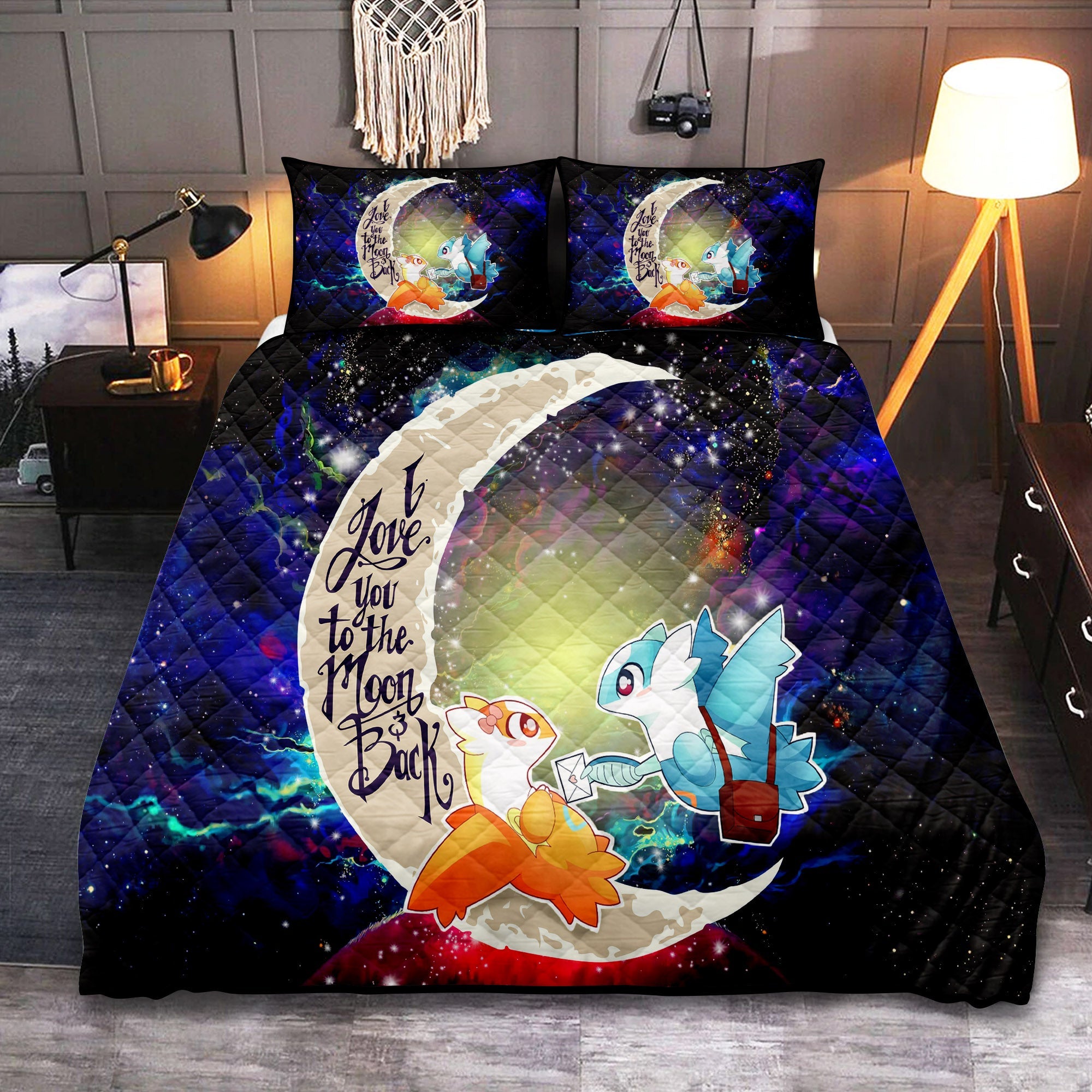 Pokemon Couple Latios Latias Love You To The Moon Galaxy Quilt Bed Sets Nearkii