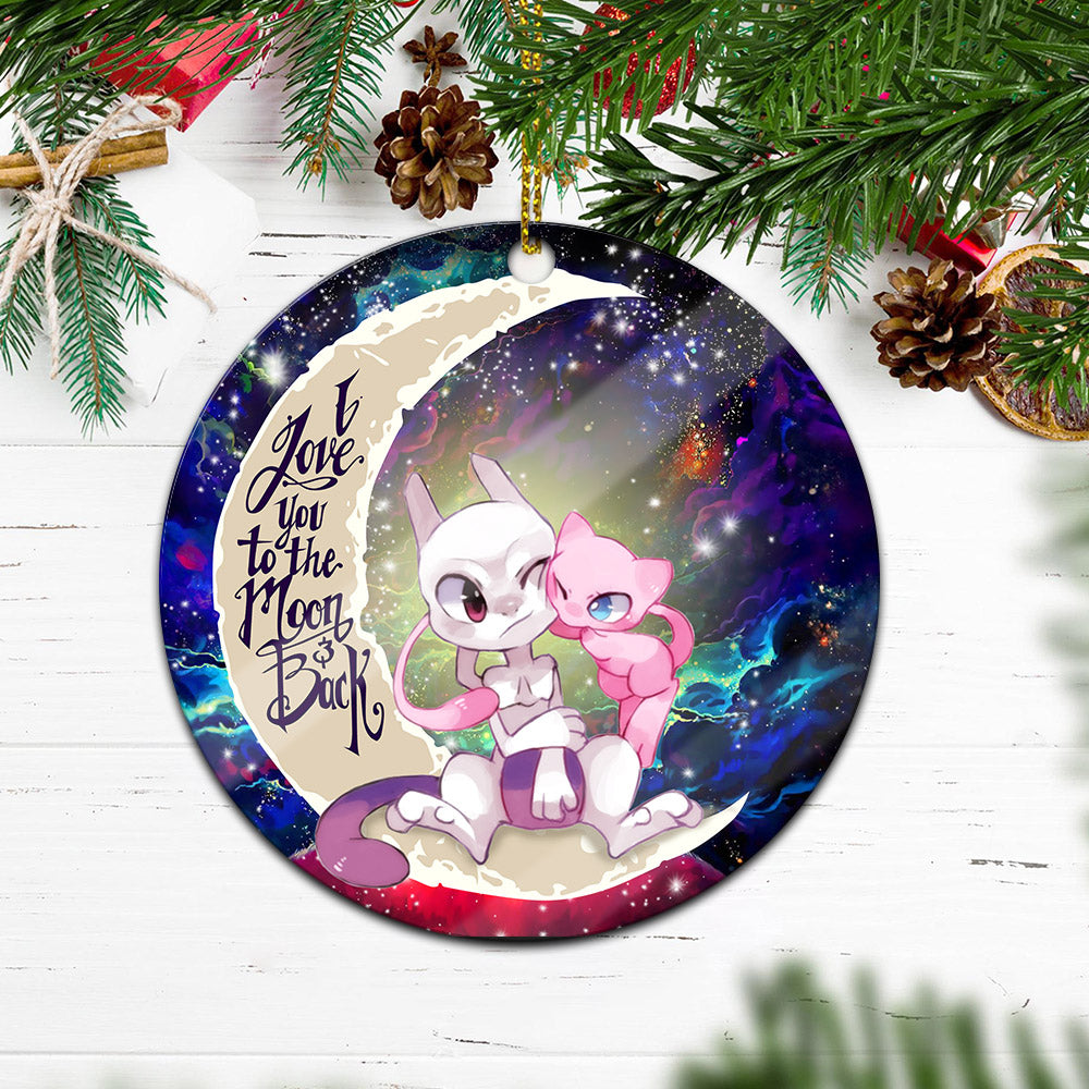 Pokemon Couple Mew Mewtwo Love You To The Moon Galaxy Mica Circle Ornament Perfect Gift For Holiday Nearkii