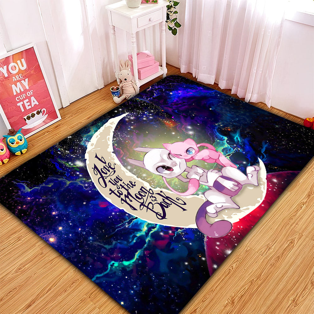 Pokemon Couple Mew Mewtwo Love You To The Moon Galaxy Carpet Rug Home Room Decor Nearkii