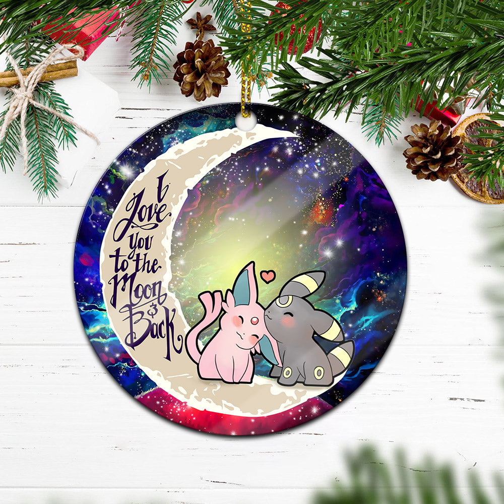 Pokemon Espeon Umbreon Love You To The Moon Galaxy Mica Circle Ornament Perfect Gift For Holiday Nearkii