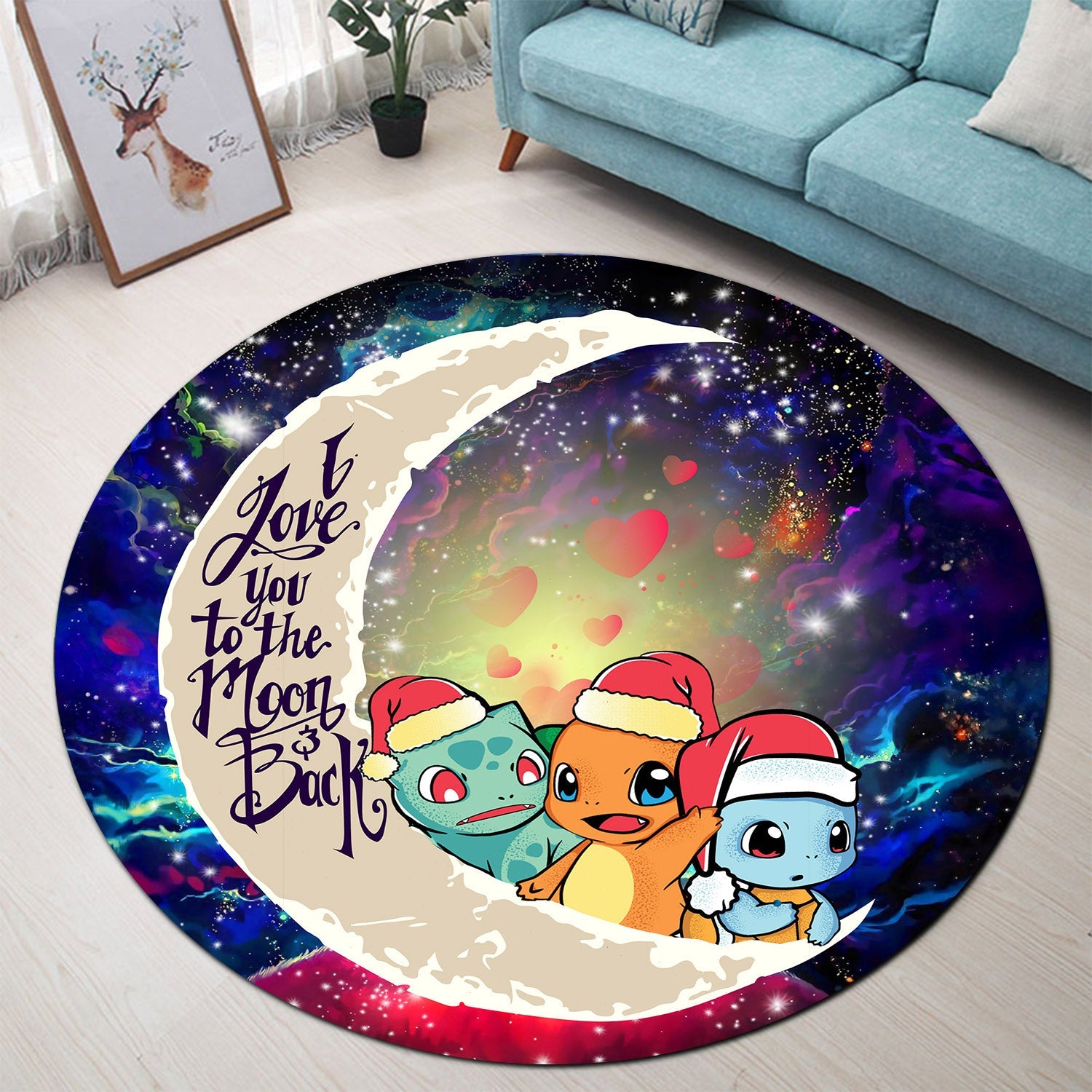 Pokemon Friends Gen 1 Love You To The Moon Galaxy Round Carpet Rug Bedroom Livingroom Home Decor Nearkii