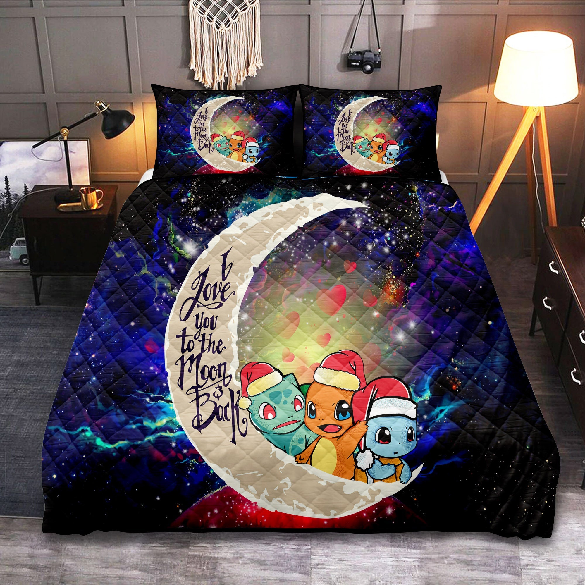 Pokemon Friends Gen 1 Love You To The Moon Galaxy Quilt Bed Sets Nearkii