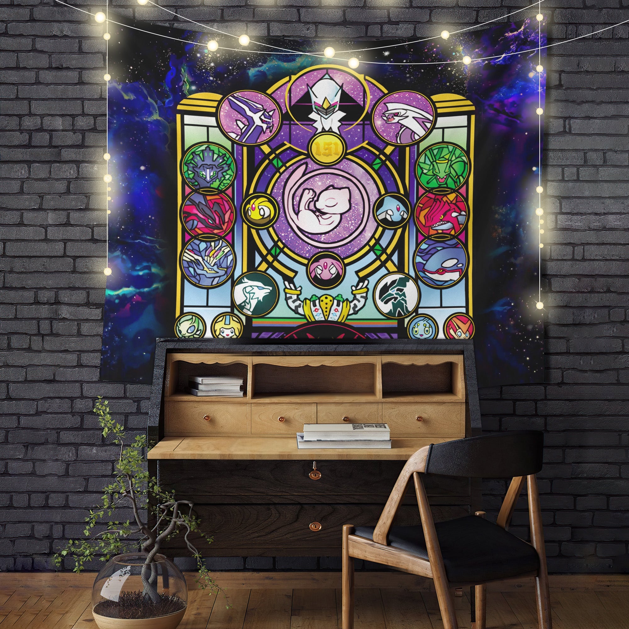 Pokemon Legendary Mewtwo Galaxy Tapestry Room Decor Nearkii