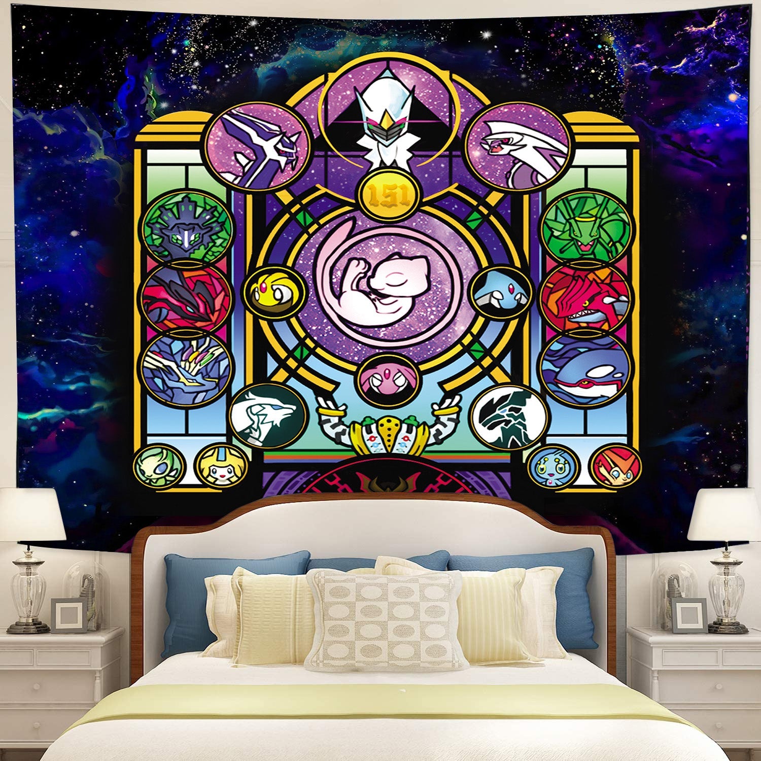 Pokemon Legendary Mewtwo Galaxy Tapestry Room Decor Nearkii