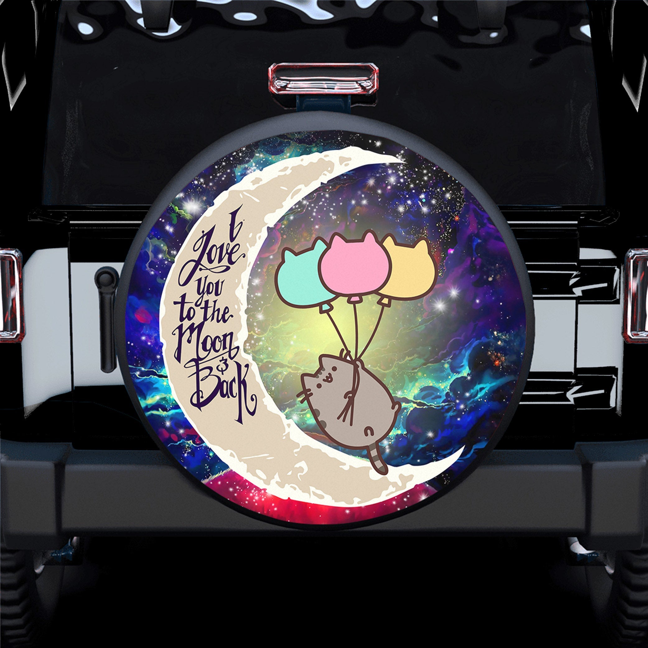 Pusheen Cat Love You To The Moon Galaxy Spare Tire Covers Gift For Campers Nearkii