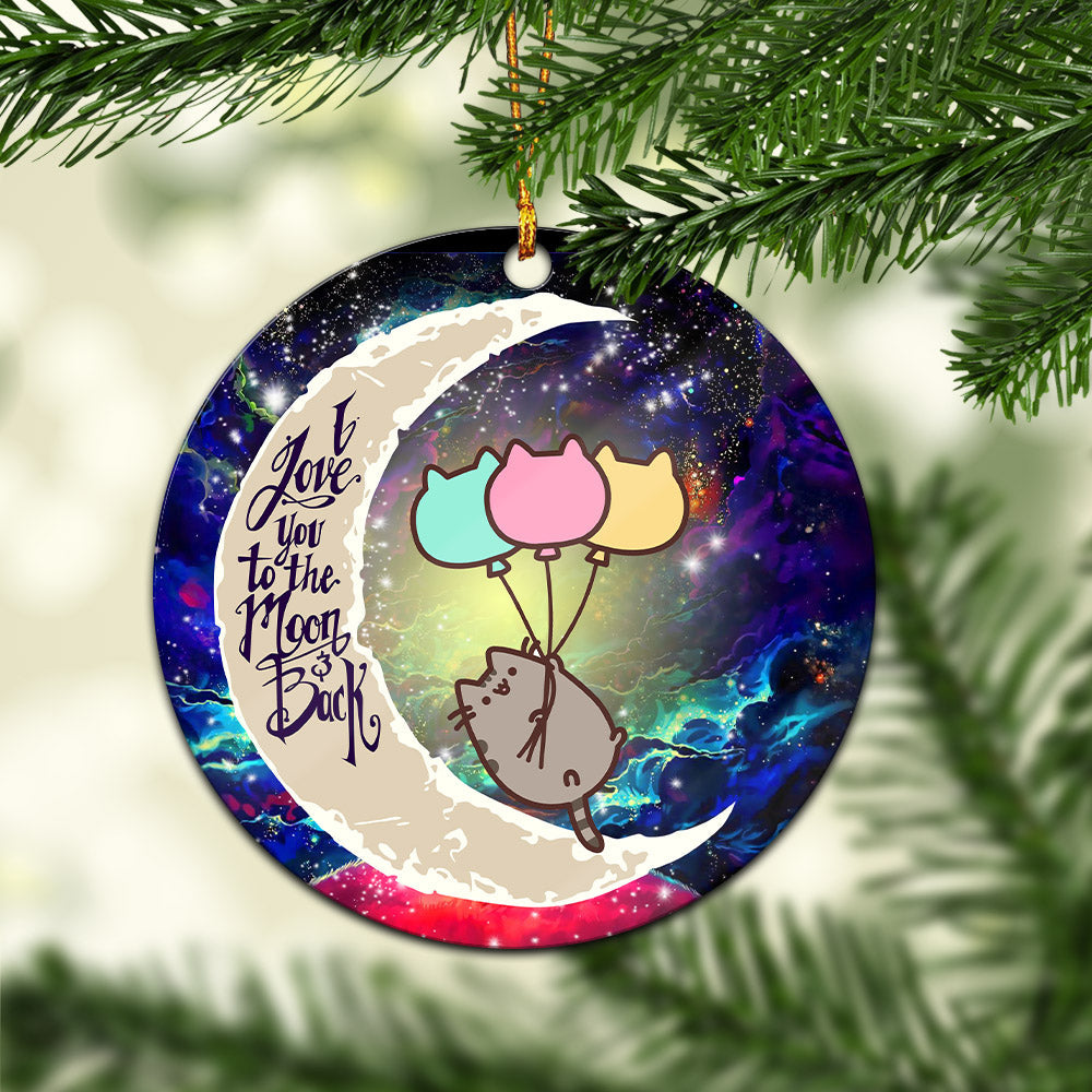 Pusheen Cat Love You To The Moon Galaxy Mica Circle Ornament Perfect Gift For Holiday Nearkii