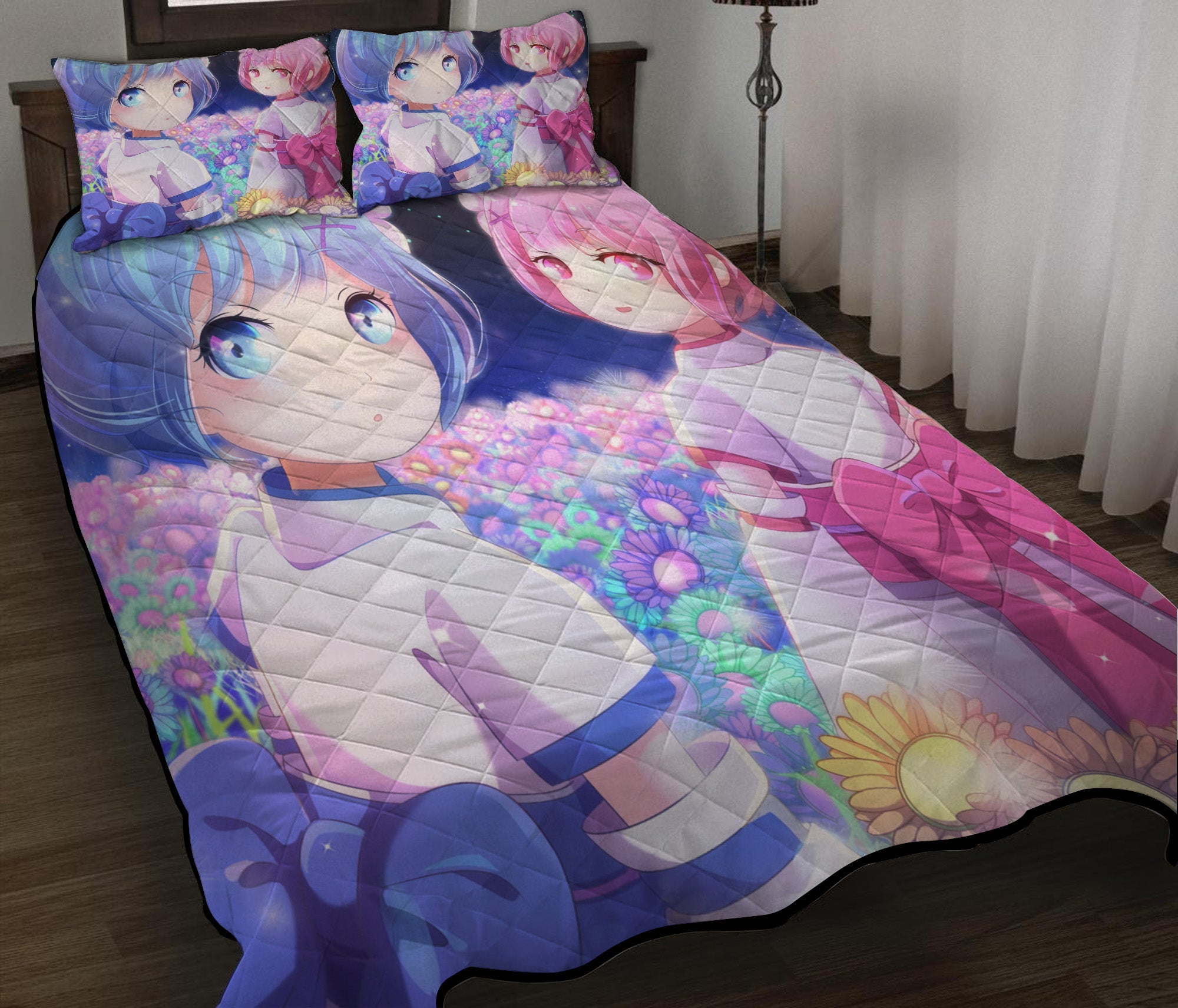 Ram And Rem ReZero Anime Quilt Bed Sets Nearkii