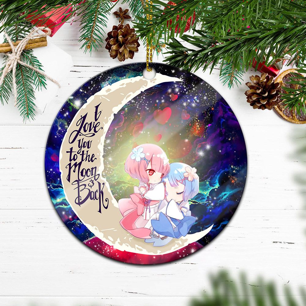 Ram And Rem Rezero Love You To The Moon Galaxy Mica Circle Ornament Perfect Gift For Holiday Nearkii