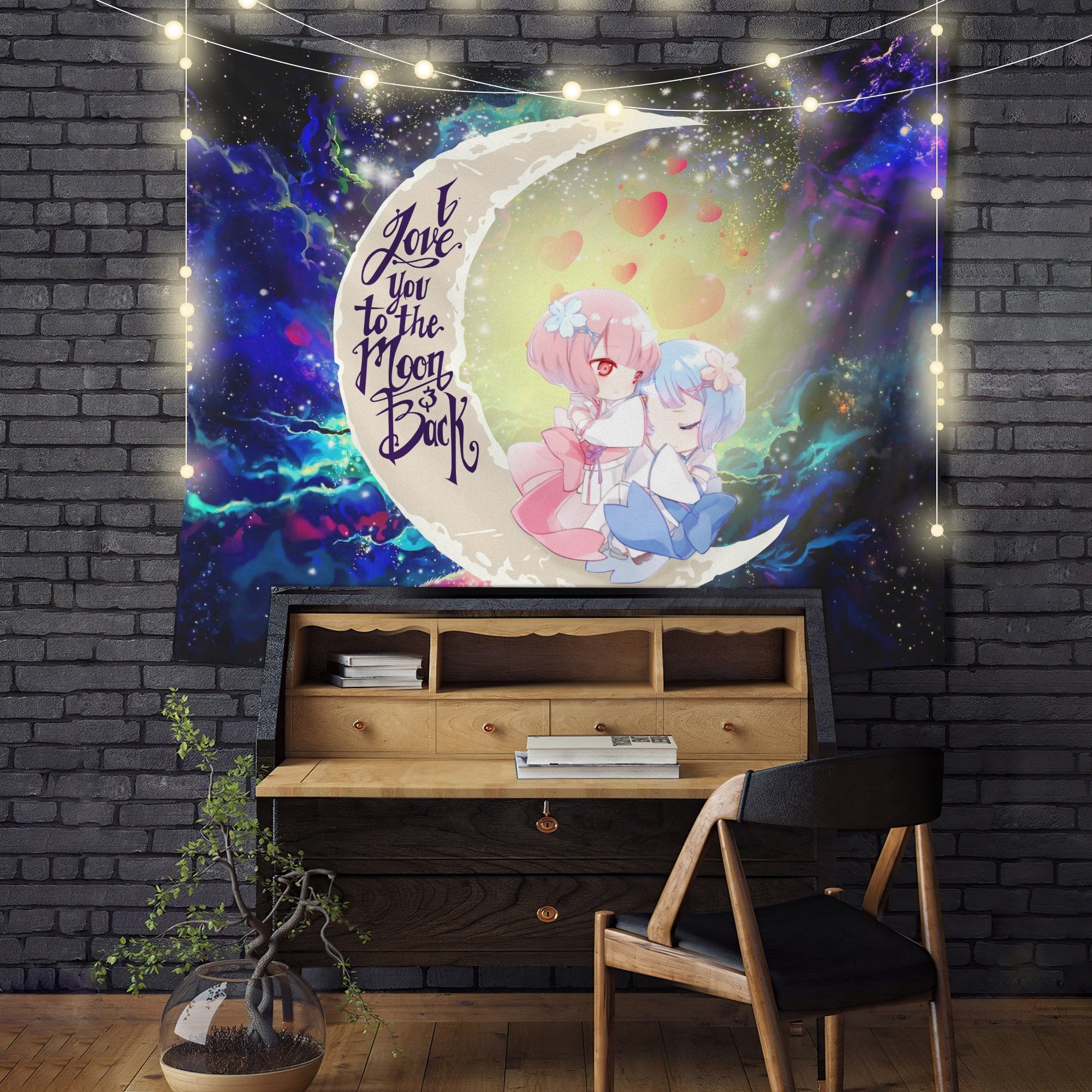 Ram And Rem Rezero Moon And Back Galaxy Tapestry Room Decor Nearkii