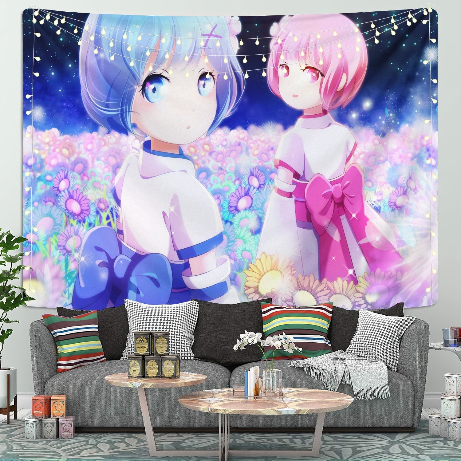 Ram And Rem ReZero Anime Tapestry Room Decor Nearkii