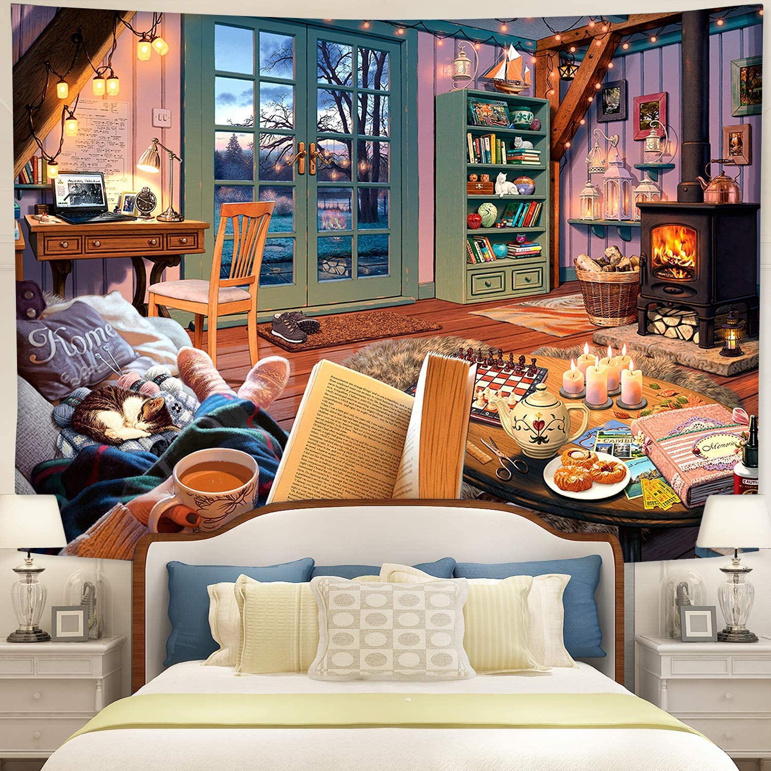 Reading Book Chill Time Tapestry Room Decor Nearkii