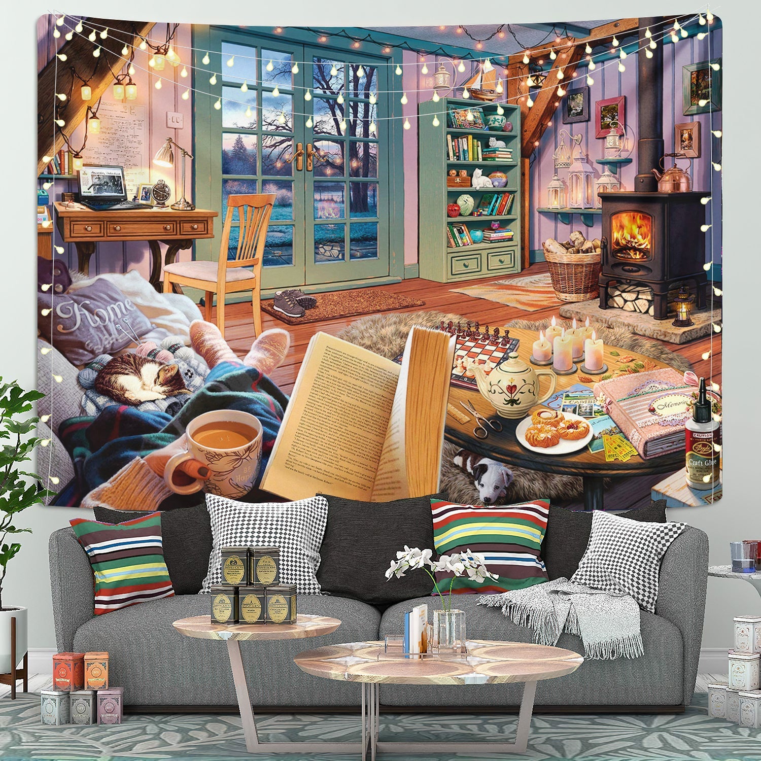 Reading Book Chill Time Tapestry Room Decor Nearkii