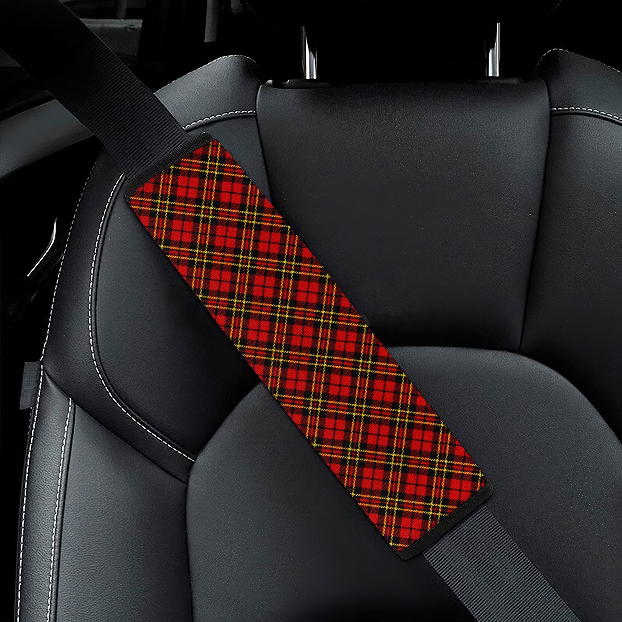 Red Black Fabric Premium Custom Car Seat Belt Covers Nearkii