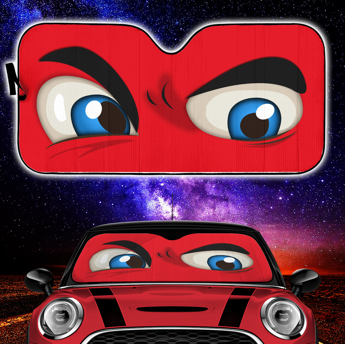 Red Challenging Cartoon Eyes Car Auto Sun Shades Windshield Accessories Decor Gift Nearkii