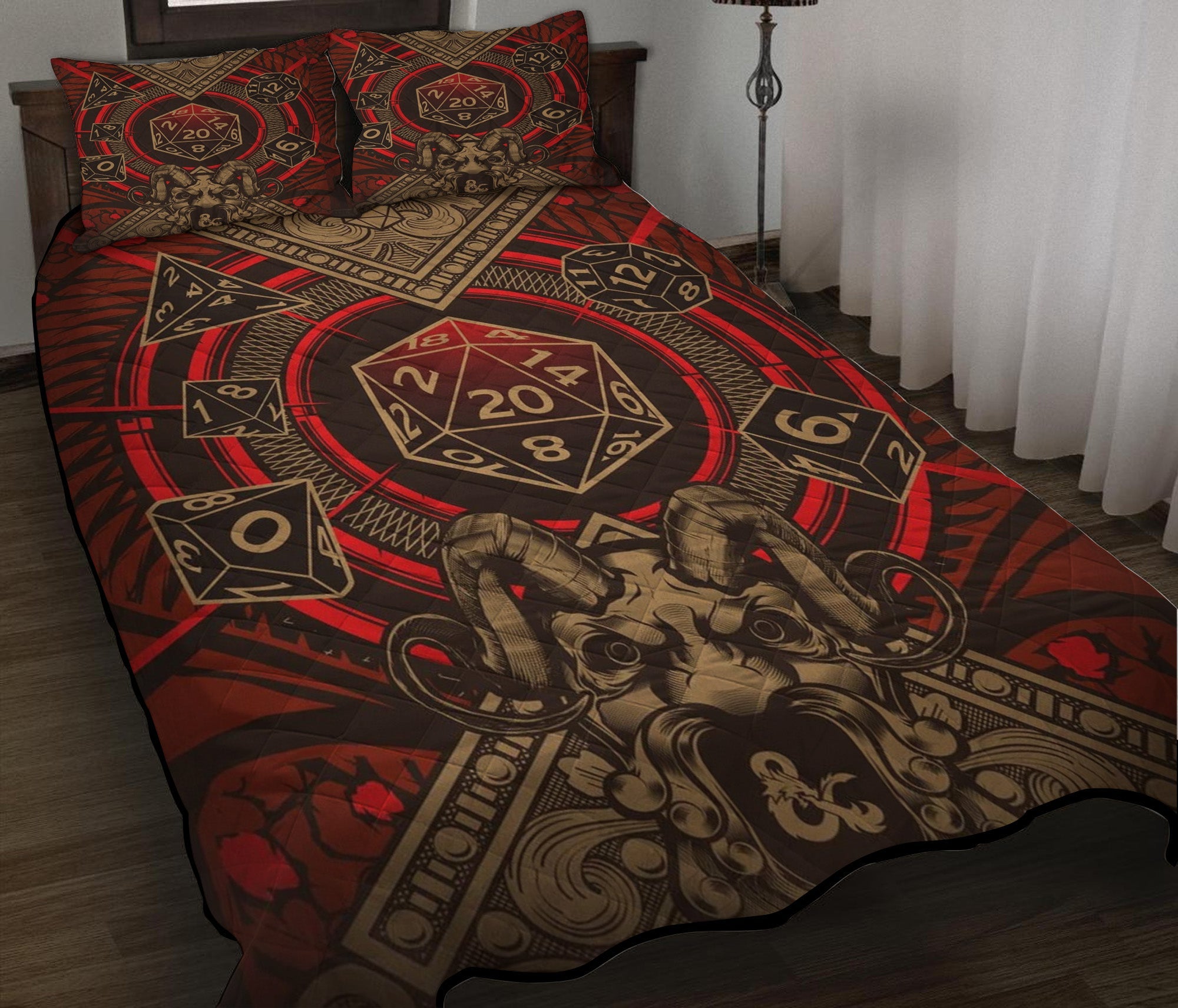 Red Dungeons & Dragons Roll For Initiative Quilt Bed Sets Nearkii