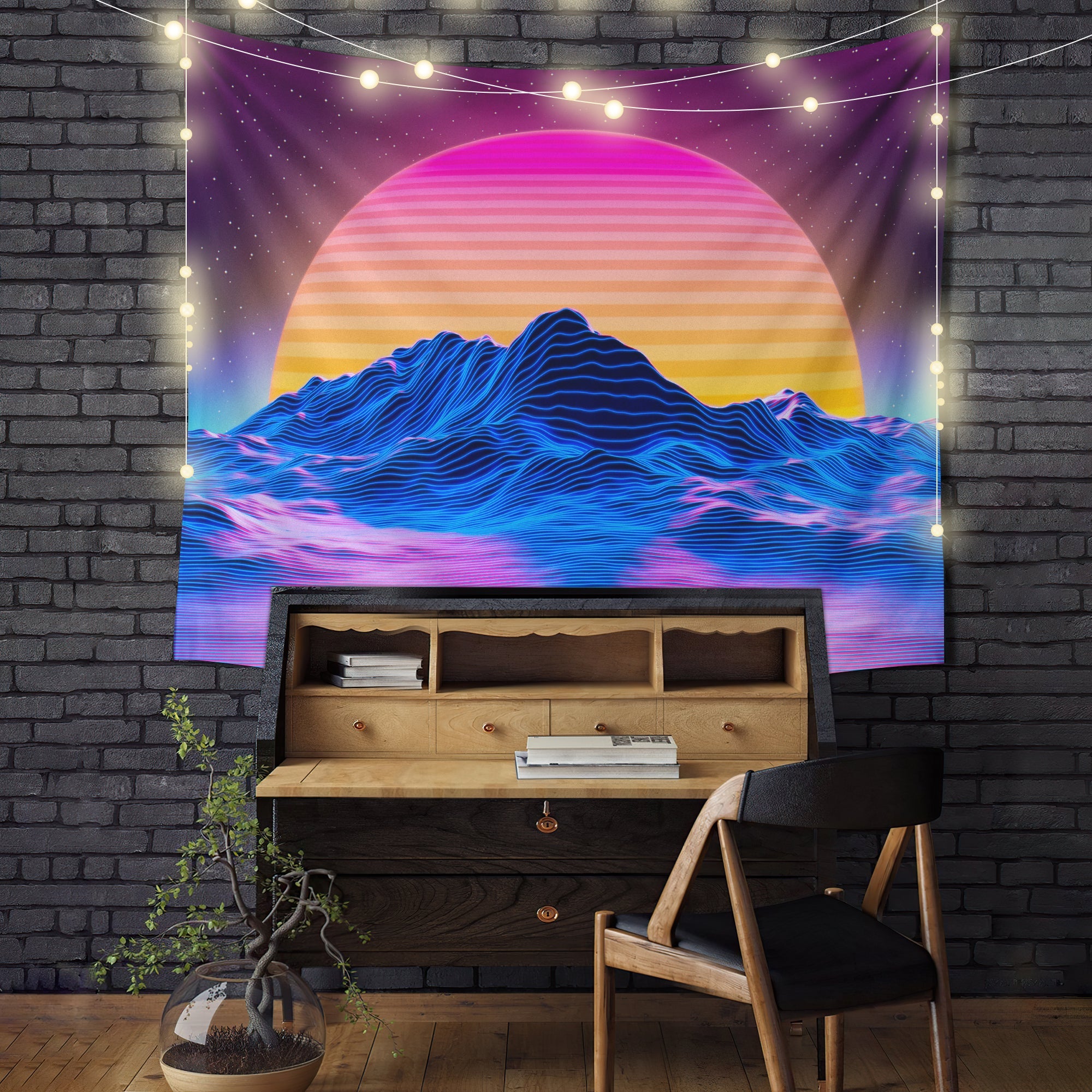 Retro Computer Aesthetic Sunset Tapestry Room Decor Nearkii