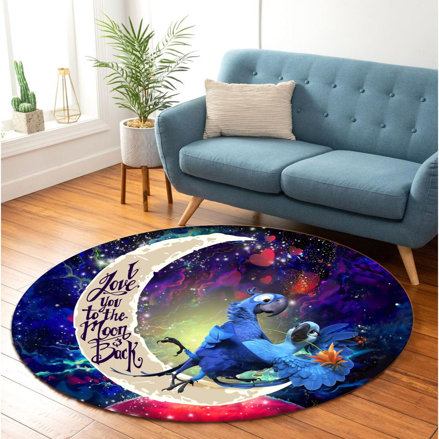 Rio Blu And Jewel Love You To The Moon Galaxy Round Carpet Rug Bedroom Livingroom Home Decor Nearkii