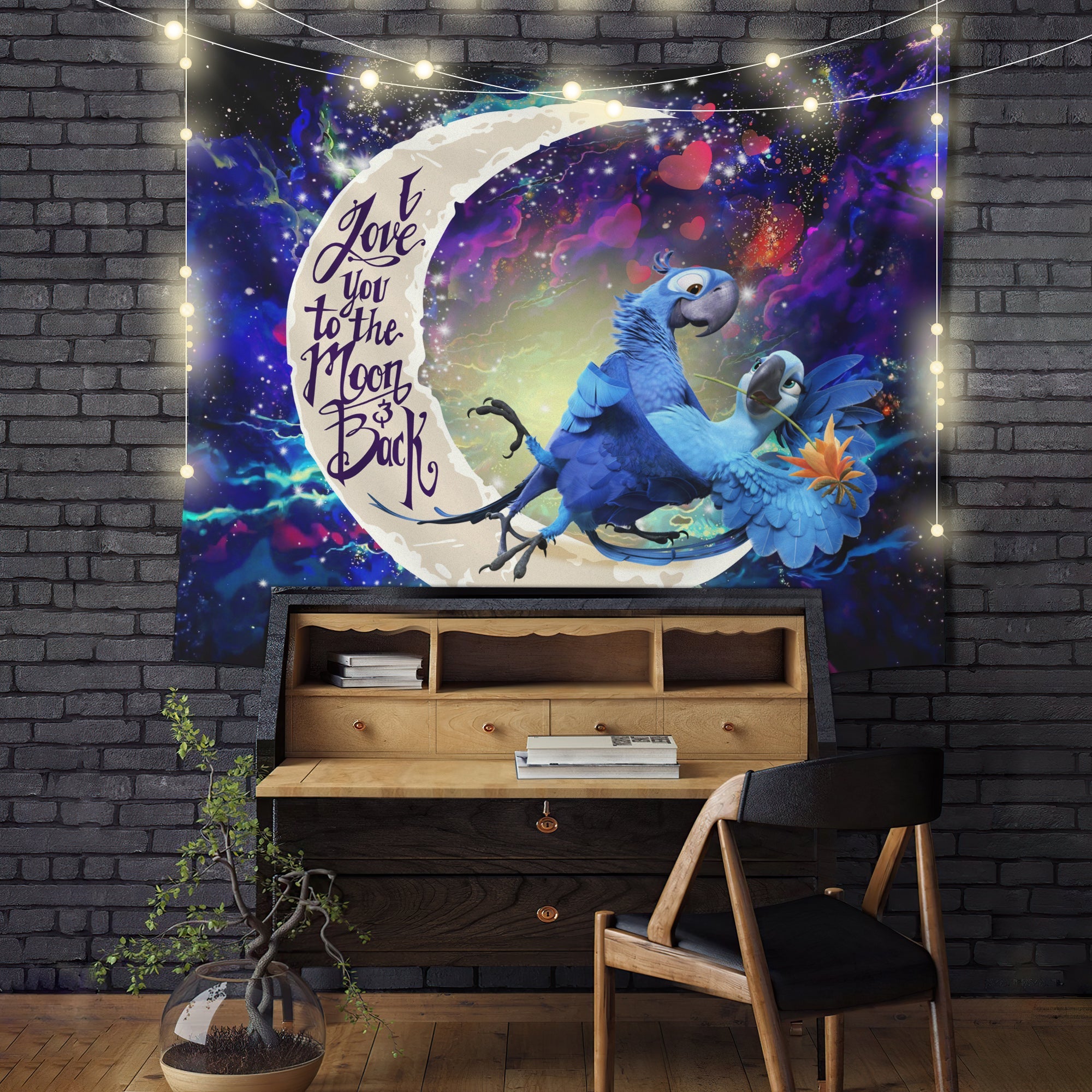 Rio Blu And Jewel Love You To The Moon Galaxy Tapestry Room Decor Nearkii