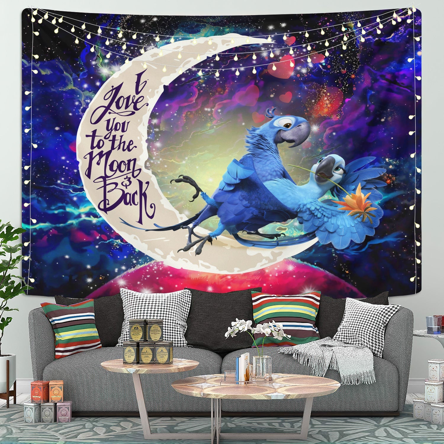 Rio Blu And Jewel Love You To The Moon Galaxy Tapestry Room Decor Nearkii