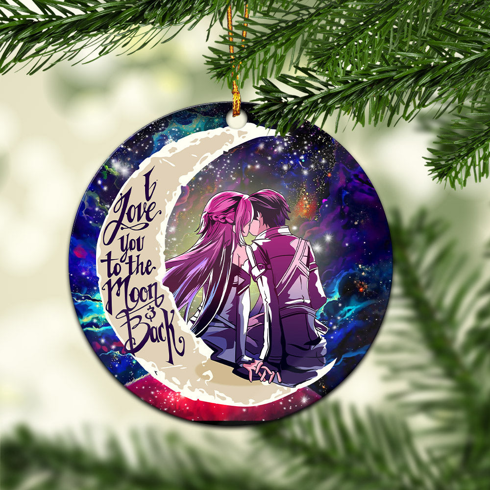 SAO Sword Art Online Asuna Kirito Love You To The Moon Galaxy Mica Circle Ornament Perfect Gift For Holiday Nearkii