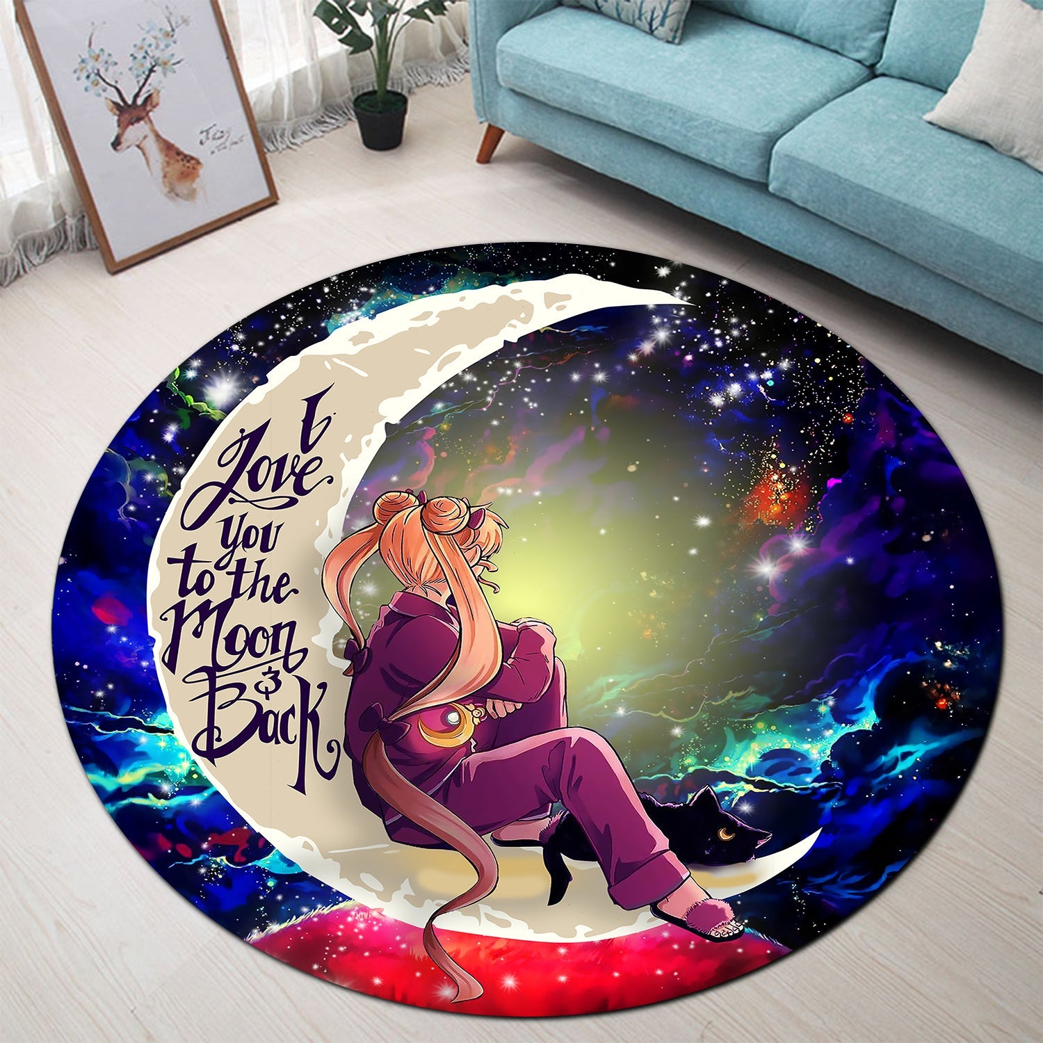 Sailor Moon Love You To The Moon Galaxy Round Carpet Rug Bedroom Livingroom Home Decor Nearkii